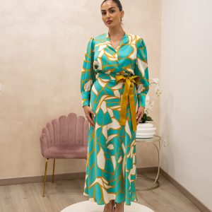 Vestido Estampado Turquesa- Talla 40 y 46 - Ref. 5423