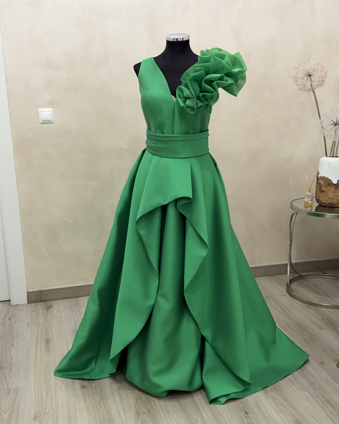 Vestido de madrina largo verde con sobrefalda - Talla 44 - Ref. 1003 - Imagen 2